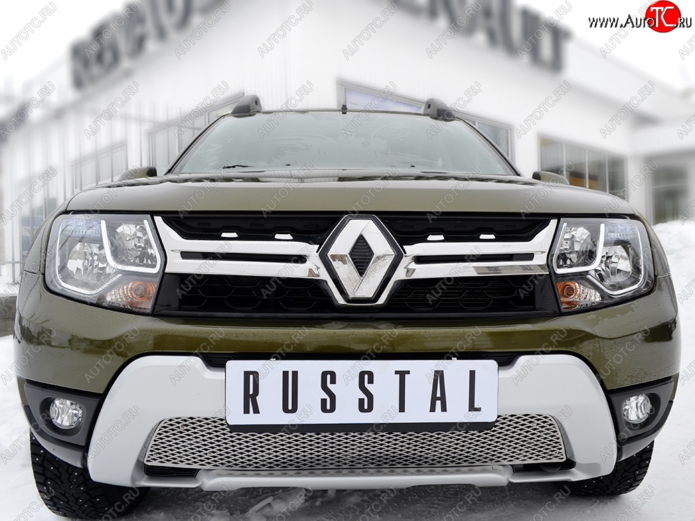 5 999 р. Защитная решётка в воздуховод бампера Russtal (нержавейка) Renault Duster HS рестайлинг (2015-2021)  с доставкой в г. Москва