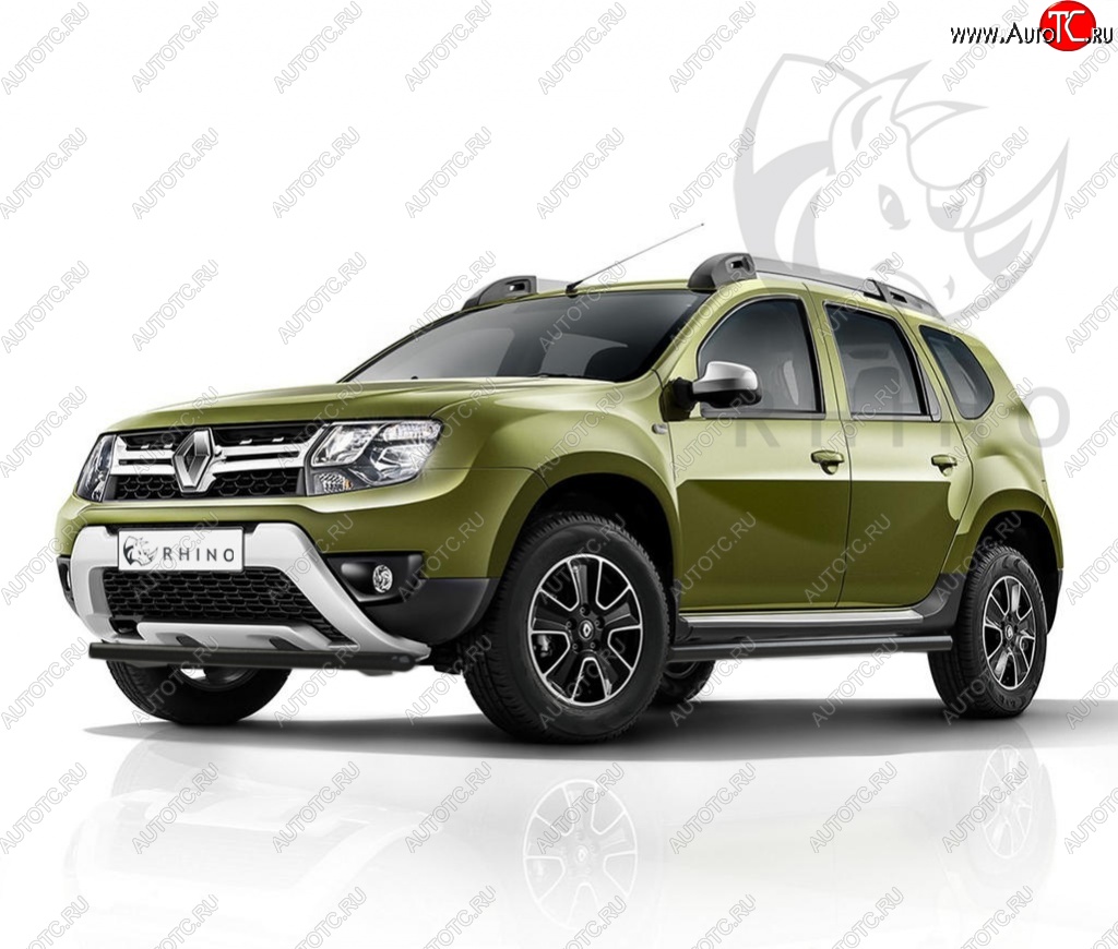 8 449 р. Защита переднего бампера (Ø63 мм, окрашенная) SLITKOFF Renault Duster HS рестайлинг (2015-2021) (черный)  с доставкой в г. Москва