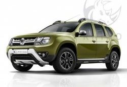 Защита переднего бампера (Ø63 мм волна, окрашенная) SLITKOFF Renault Duster HS рестайлинг (2015-2021) ()