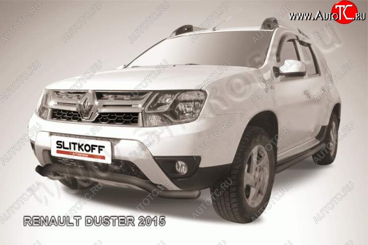 7 999 р. Защита переднего бампер (сталь окрашенная, волна 57 мм) Slitkoff  Renault Duster  HS (2015-2021) рестайлинг (Цвет: серебристый)  с доставкой в г. Москва