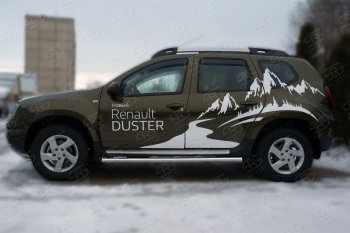 Защита порогов из круглой трубы диаметром 63 мм Russtal v23 Renault (Рено) Duster (Дастер)  HS (2015-2021) HS рестайлинг  (Сталь с полимерным покрытием. Цвет: серебристый)