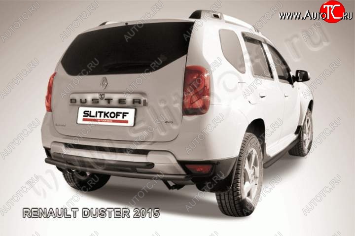 6 999 р. Защита задняя Slitkoff Renault Duster HS рестайлинг (2015-2021) (Цвет: серебристый)  с доставкой в г. Москва