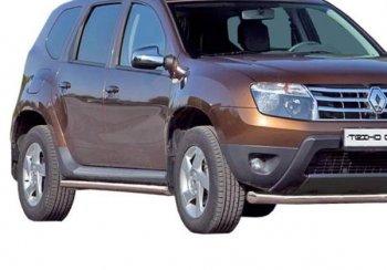 Защита порогов ТехноСфера (Техно Сфера) (Сталь с покрытием, 63.5 mm) Renault (Рено) Duster (Дастер)  HS (2010-2015) HS дорестайлинг