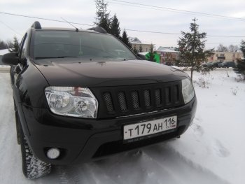 3 699 р. Решётка радиатора Sport Renault Duster HS дорестайлинг (2010-2015) (Неокрашенная)  с доставкой в г. Москва. Увеличить фотографию 7