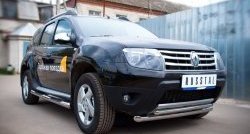 16 299 р. Защита переднего бампера (2 трубыØ63 и 42 мм, нержавейка) SLITKOFF  Renault Duster  HS (2010-2015) дорестайлинг  с доставкой в г. Москва. Увеличить фотографию 3