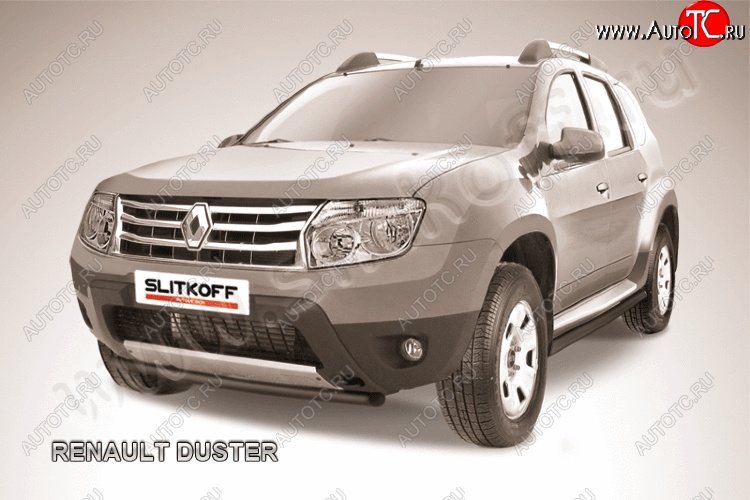 6 849 р. Защита переднего бампер Slitkoff  Renault Duster  HS (2010-2015) дорестайлинг (Цвет: серебристый)  с доставкой в г. Москва