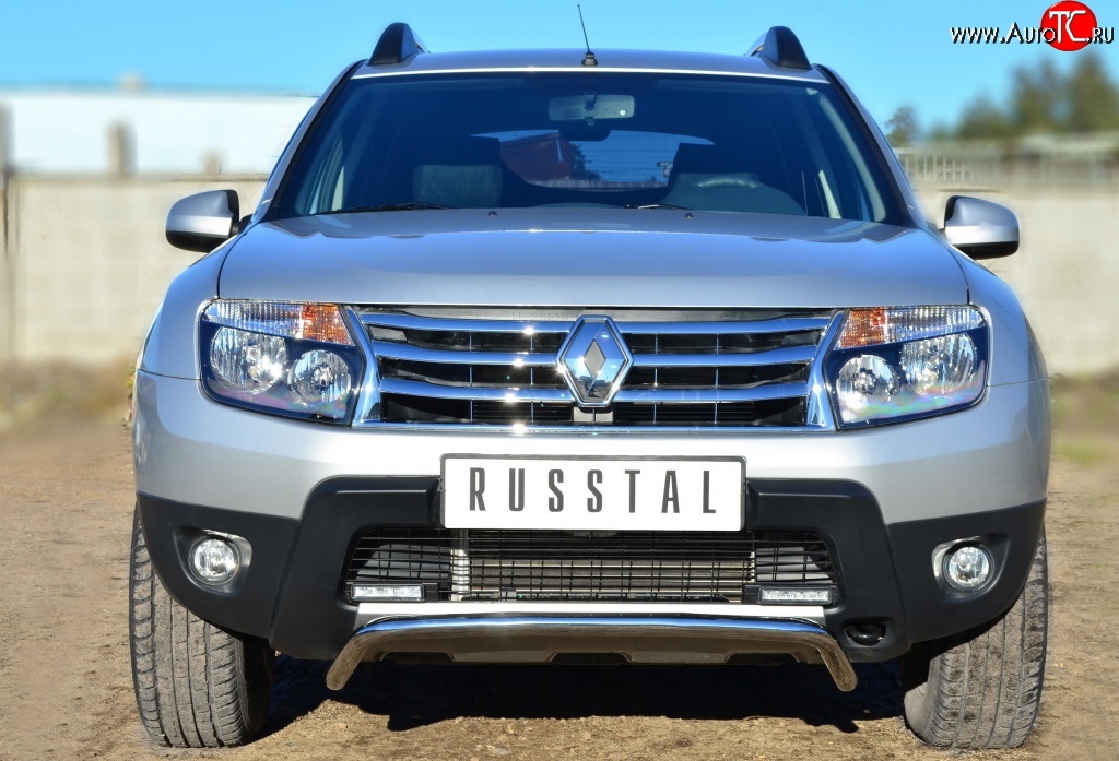 13 399 р. Защита переднего бампера (Ø42 мм, нержавейка, 4х4) SLITKOFF  Renault Duster  HS (2010-2015) дорестайлинг  с доставкой в г. Москва