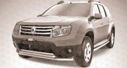 Двойная защита переднего бампера из двух труб диаметром 57 и 42 мм Slitkoff Renault Duster HS дорестайлинг (2010-2015)