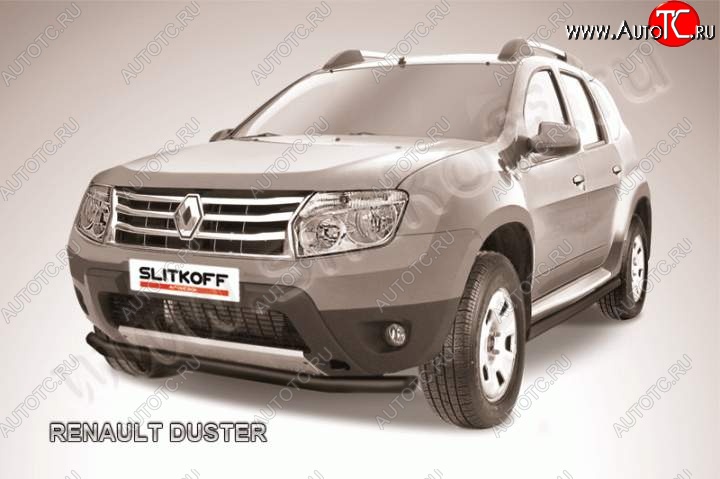 7 499 р. Защита переднего бампер Slitkoff  Renault Duster  HS (2010-2015) дорестайлинг (Цвет: серебристый)  с доставкой в г. Москва