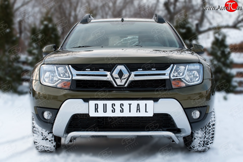 11 349 р. Защита переднего бампера (Ø42 мм волна, нержавейка) SLITKOFF  Renault Duster  HS (2015-2021) рестайлинг  с доставкой в г. Москва