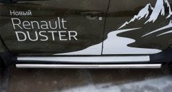 16 299 р. Защита порогов из круглой трубы диаметром 63 мм (рестайлинг) Russtal Renault Duster HS дорестайлинг (2010-2015) (Защита порогов с со скосами на торцах (вариант 1))  с доставкой в г. Москва. Увеличить фотографию 3