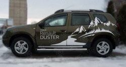 16 299 р. Защита порогов из круглой трубы диаметром 63 мм (рестайлинг) Russtal Renault Duster HS дорестайлинг (2010-2015) (Защита порогов с со скосами на торцах (вариант 1))  с доставкой в г. Москва. Увеличить фотографию 4