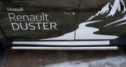 16 299 р. Защита порогов из круглой трубы диаметром 63 мм (рестайлинг) Russtal Renault Duster HS дорестайлинг (2010-2015) (Защита порогов с со скосами на торцах (вариант 1))  с доставкой в г. Москва. Увеличить фотографию 6