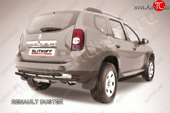 6 349 р. Защита задняя Slitkoff Renault Duster HS дорестайлинг (2010-2015) (Цвет: серебристый)  с доставкой в г. Москва