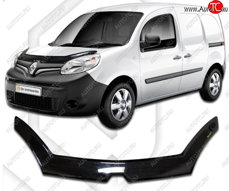 2 599 р. Дефлектор капота CA-Plastiс exclusive Renault Kangoo KW0 рестайлинг (2013-2016) (Classic черный, Без надписи)  с доставкой в г. Москва