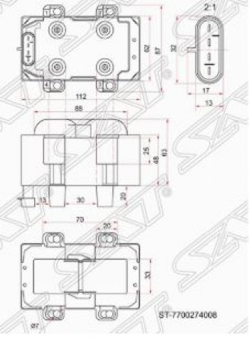 1 869 р. Катушка зажигания (K7J / M) SAT (модуль)  Renault Kangoo  KC - Sandero Stepway  (BS)  с доставкой в г. Москва. Увеличить фотографию 2