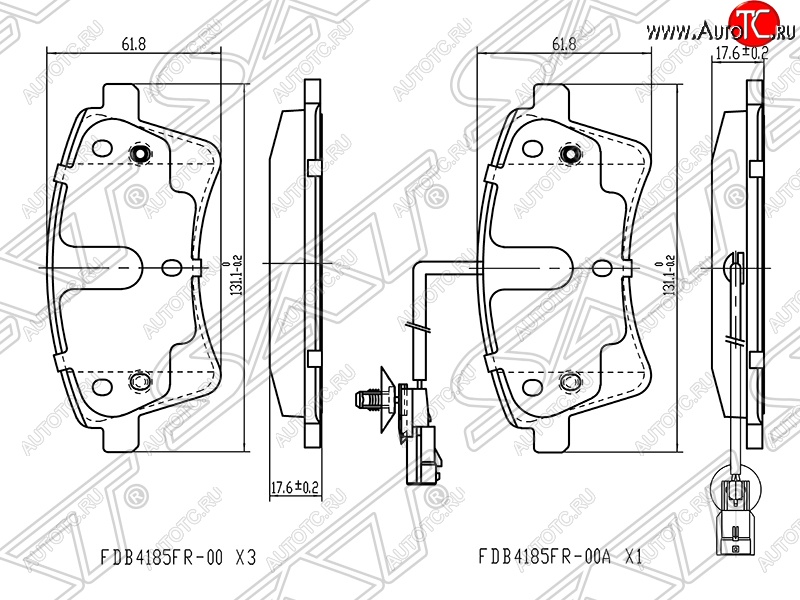 1 279 р. Колодки тормозные SAT (передние) Renault Kangoo KW0 дорестайлинг (2008-2013)  с доставкой в г. Москва