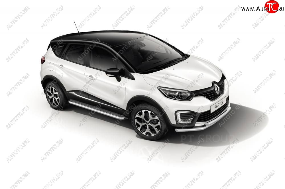 25 999 р. Порожки для ног из трубы Ø51 с алюминиевой площадкой Petroil Tuning Renault Kaptur дорестайлинг (2016-2020) (Нержавеющая полированная сталь)  с доставкой в г. Москва