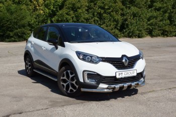 25 999 р. Порожки для ног из трубы Ø51 с алюминиевой площадкой Petroil Tuning Renault Kaptur дорестайлинг (2016-2020) (Нержавеющая полированная сталь)  с доставкой в г. Москва. Увеличить фотографию 2