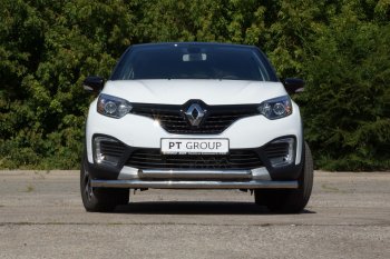 Защита переднего бампера двойная из труб d63/63 мм Petroil Tuning Renault Kaptur дорестайлинг (2016-2020) ()