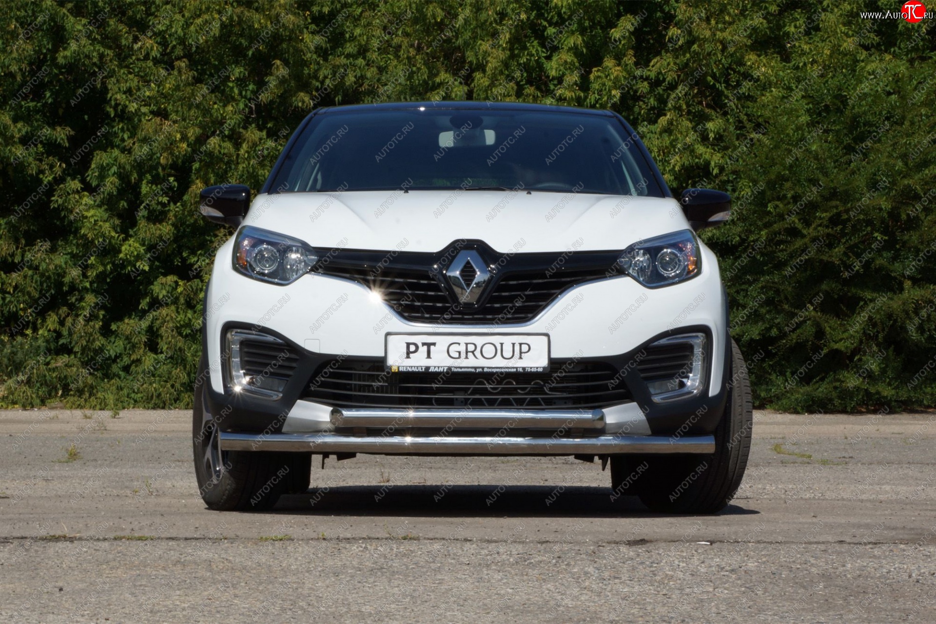 22 349 р. Защита переднего бампера двойная из труб d63/63 мм Petroil Tuning  Renault Kaptur (2016-2020) дорестайлинг (Нержавеющая полированная сталь)  с доставкой в г. Москва