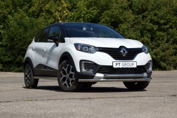 22 349 р. Защита переднего бампера двойная из труб d63/63 мм Petroil Tuning  Renault Kaptur (2016-2020) дорестайлинг (Нержавеющая полированная сталь)  с доставкой в г. Москва. Увеличить фотографию 2