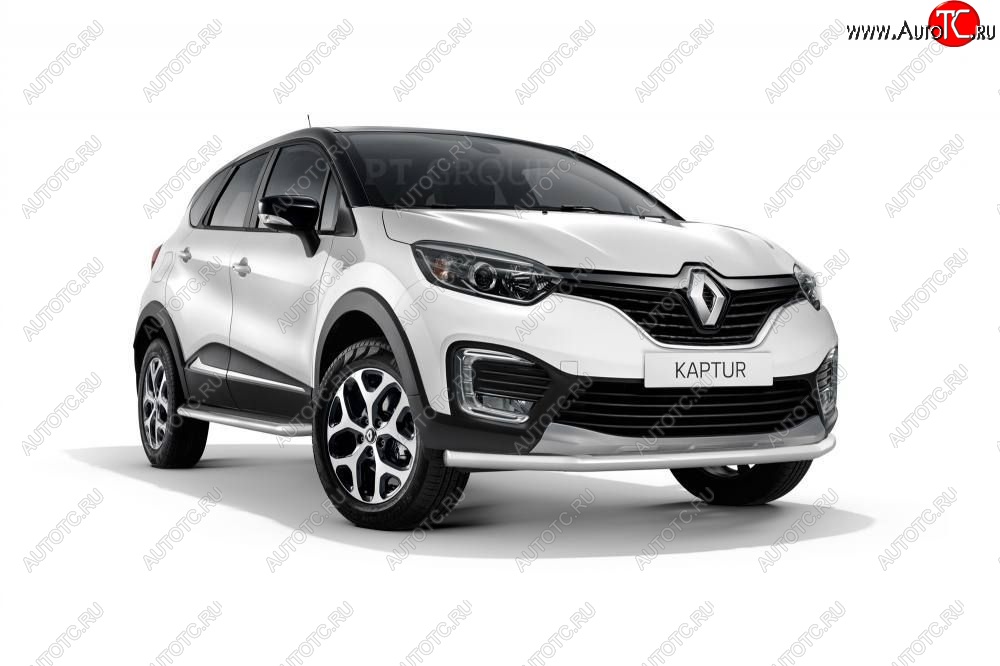 16 849 р. Защита переднего бампера одинарная из трубы d63 мм Petroil Tuning  Renault Kaptur (2016-2020) дорестайлинг (Нержавеющая полированная сталь)  с доставкой в г. Москва