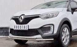 16 849 р. Защита переднего бампера (2 трубыØ42 мм, нержавейка) SLITKOFF  Renault Kaptur (2016-2020) дорестайлинг  с доставкой в г. Москва. Увеличить фотографию 4