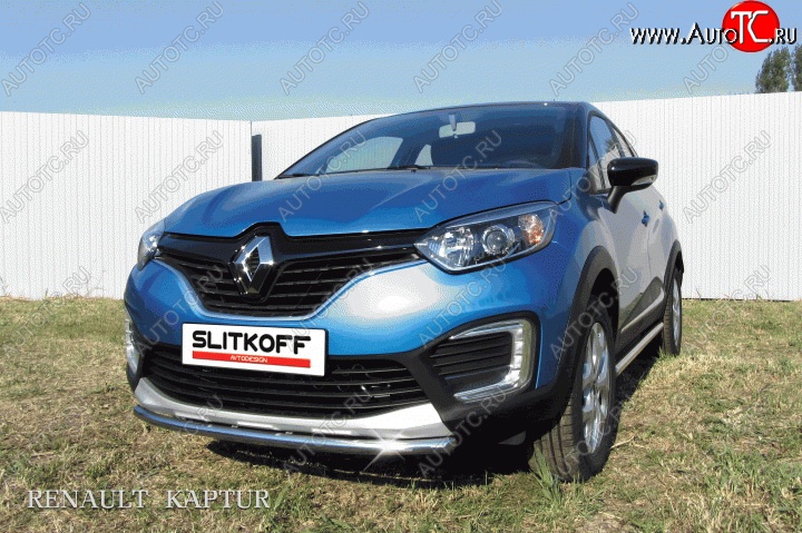 9 799 р. Одинарная защита переднего бампера диаметром 42 мм Slitkoff Renault Kaptur дорестайлинг (2016-2020) (Для автомобиля 2WD)  с доставкой в г. Москва