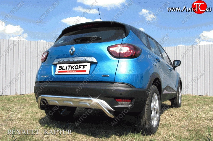 9 999 р. Защита заднего бампера диаметром 42 мм с изгибом Slitkoff Renault Kaptur дорестайлинг (2016-2020) (Для автомобиля 2WD)  с доставкой в г. Москва