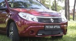 2 069 р. Защитная сетка решетки переднего бампера (с ДХО) РА Renault Sandero (BS) (2009-2014)  с доставкой в г. Москва. Увеличить фотографию 2