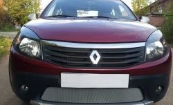 1 539 р. Сетка на бампер Russtal (хром)  Renault Sandero Stepway  (BS) (2010-2014)  с доставкой в г. Москва. Увеличить фотографию 2