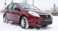 1 099 р. Зимняя заглушка решетки переднего бампера РА Renault Sandero (BS) (2009-2014)  с доставкой в г. Москва. Увеличить фотографию 2