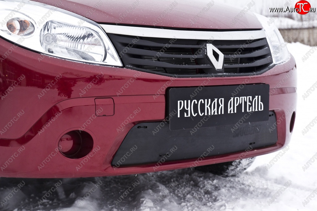 1 099 р. Зимняя заглушка решетки переднего бампера РА Renault Sandero (BS) (2009-2014)  с доставкой в г. Москва