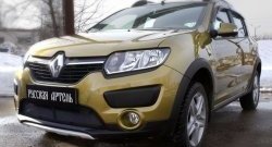 2 079 р. Защитная сетка решетки переднего бампера РА  Renault Sandero Stepway  (B8) (2014-2018) дорестайлинг  с доставкой в г. Москва. Увеличить фотографию 2