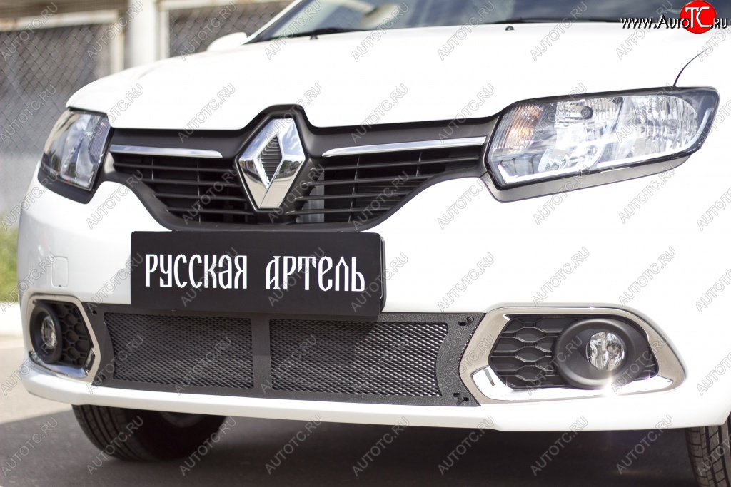 2 099 р. Защитная сетка решетки переднего бампера РА  Renault Sandero  (B8) (2014-2018) дорестайлинг  с доставкой в г. Москва