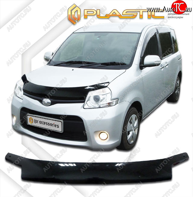 2 059 р. Дефлектор капота CA-Plastic  Toyota Sienta Dice (2011-2015) хэтчбек 5 дв. (серия Classic черный, без хром. молдинга)  с доставкой в г. Москва