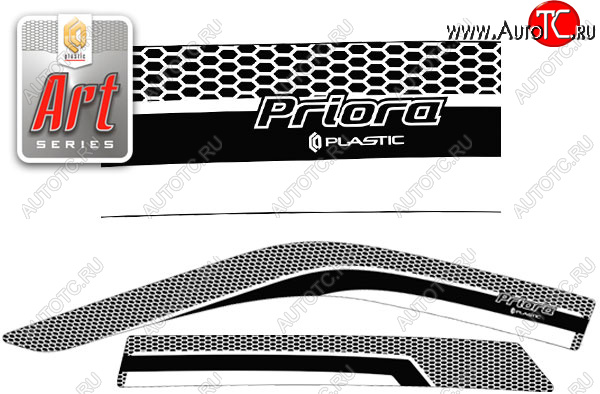 2 159 р. Ветровики дверей CA-Plsastic  Лада Приора  2172 (2008-2014) хэтчбек дорестайлинг (Серия Art белая, без хром. молдинга)  с доставкой в г. Москва