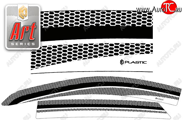 2 299 р. Ветровики дверей CA-Plastic Hyundai IX35 LM дорестайлинг (2009-2013) (Серия Art белая, без хром. молдинга, крепление скотч)  с доставкой в г. Москва