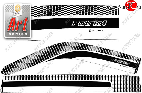 2 289 р. Ветровики дверей CA-Plastic  Уаз Патриот  3163 5 дв. (2005-2013) дорестайлинг (Серия Art черная, без хром. молдинга)  с доставкой в г. Москва