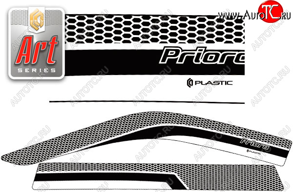 2 159 р. Ветровики дверей CA-Plsastic  Лада Приора  2171 (2013-2015) универсал рестайлинг (Серия Art черная, без хром. молдинга)  с доставкой в г. Москва