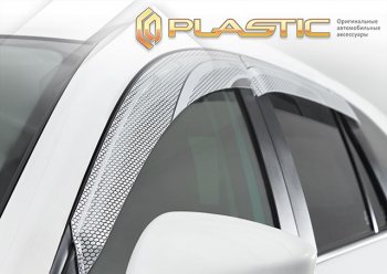 2 299 р. Ветровики дверей CA-Plastic  Toyota Sienta  NCP80 (2003-2015) дорестайлинг, 1-ое пополение 1-ый рестайлинг, 2-ой рестайлинг (Серия Art серебро, без хром. молдинга)  с доставкой в г. Москва. Увеличить фотографию 2