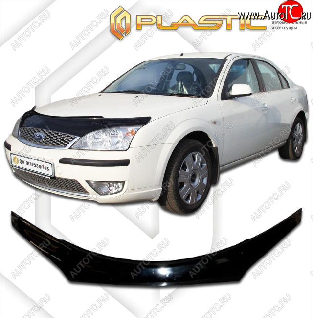 2 199 р. Дефлектор капота (exclusive) CA-Plastic  Ford Mondeo (2000-2007) Mk3,B4Y дорестайлинг, седан, Mk3,B4Y рестайлинг, седан (Classic чёрный, Без надписи)  с доставкой в г. Москва