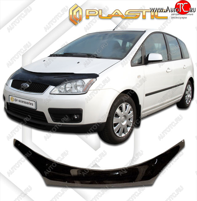 2 369 р. Дефлектор капота (exclusive) CA-Plastic  Ford C-max  Mk1 (2003-2007) доресталинг (Classic чёрный, Без надписи)  с доставкой в г. Москва