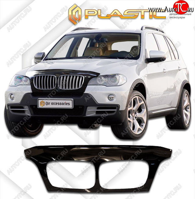 2 599 р. Дефлектор капота (exclusive) CA-Plastic  BMW X5  E70 (2006-2013) дорестайлинг, рестайлинг (Classic чёрный, Без надписи)  с доставкой в г. Москва