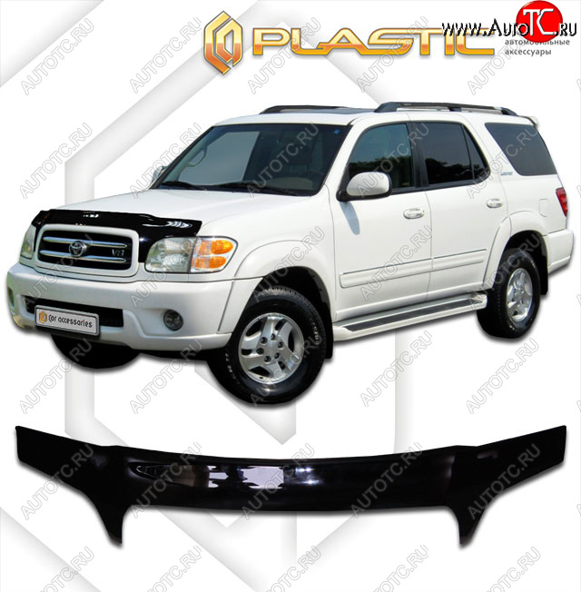 2 599 р. Дефлектор капота (exclusive) CA-Plastic  Toyota Sequoia (2000-2004) XK30, XK40 дорестайлинг (Classic чёрный, Без надписи)  с доставкой в г. Москва