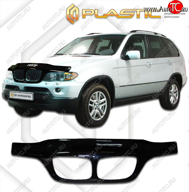 2 899 р. Дефлектор капота (exclusive) CA-Plastic  BMW X5  E53 (2003-2006) рестайлинг (Classic чёрный, Без надписи)  с доставкой в г. Москва