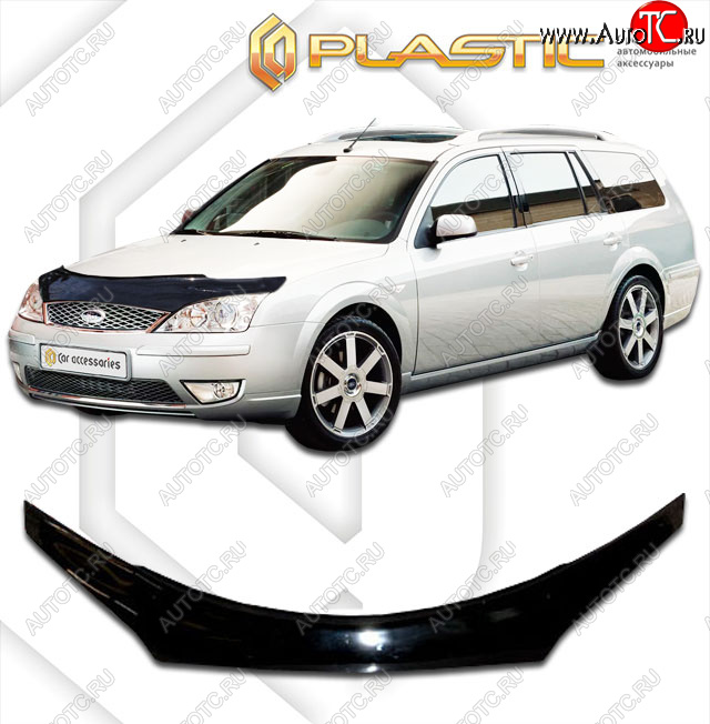 2 199 р. Дефлектор капота (exclusive) CA-Plastic  Ford Mondeo (2000-2007) Mk3,BWY дорестайлинг, универсал, Mk3,BWY рестайлинг, универсал (Classic чёрный, Без надписи)  с доставкой в г. Москва