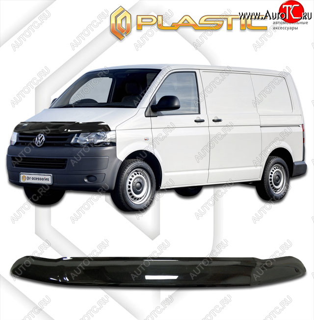 2 779 р. Дефлектор капота (exclusive) CA-Plastic  Volkswagen Caravelle  T5 (2009-2015) рестайлинг (Classic чёрный, Без надписи)  с доставкой в г. Москва