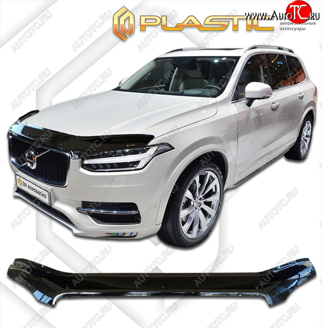 3 099 р. Дефлектор капота (exclusive) CA-Plastic  Volvo XC90  L (2015-2024) дорестайлинг, рестайлинг (Classic чёрный, Без надписи)  с доставкой в г. Москва